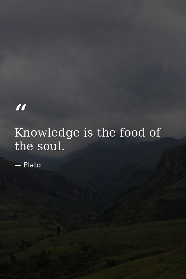 Knowledge is the food of the soul. — Plato
