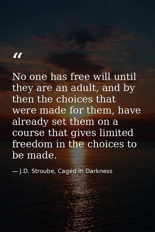 No one has free will until they are an adult, and by then the choices that were made for them, have already set them on  — J.D. Stroube, Caged in Darkness