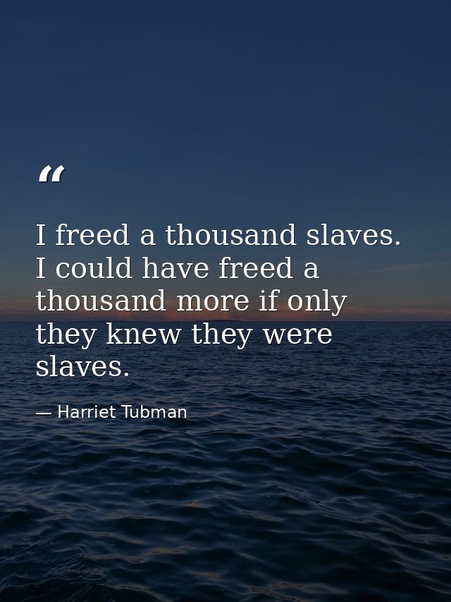 I freed a thousand slaves. I could have freed a thousand more if only they knew they were slaves. — Harriet Tubman