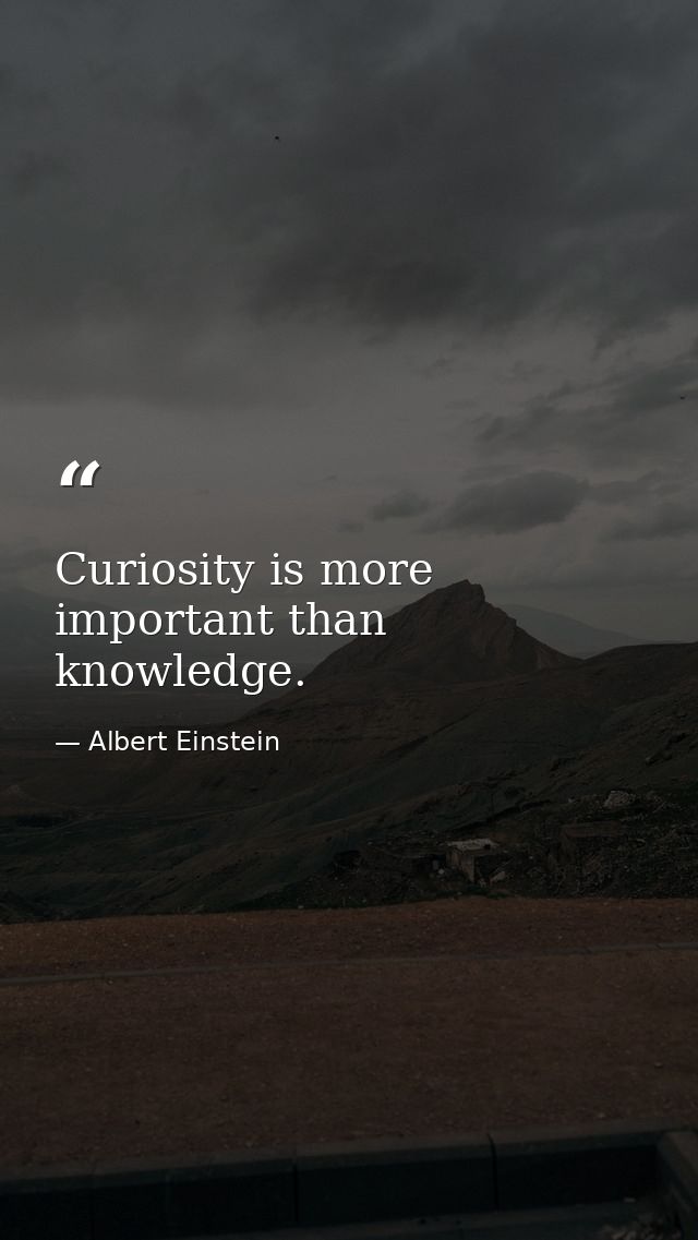 Curiosity is more important than knowledge. — Albert Einstein