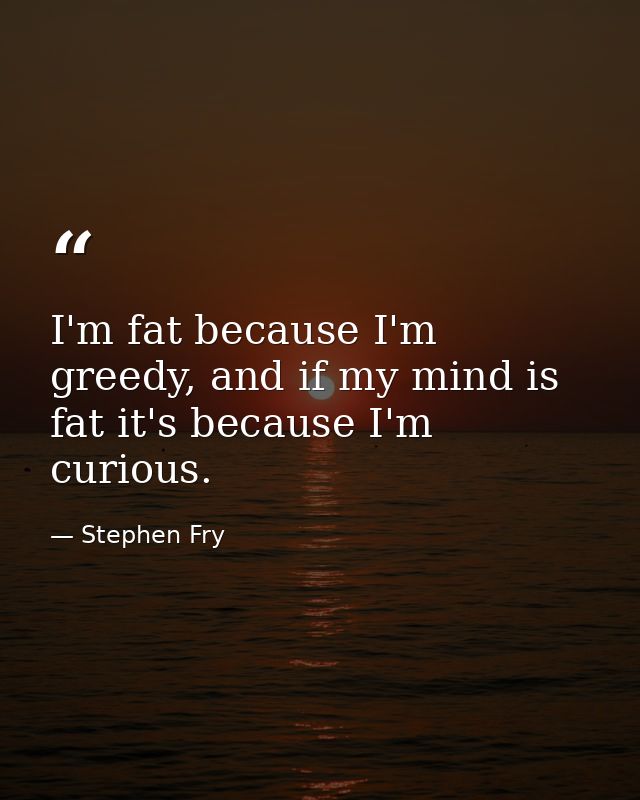 I'm fat because I'm greedy, and if my mind is fat it's because I'm curious. — Stephen Fry