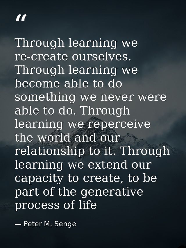Through learning we re-create ourselves. Through learning we become able to do something we never were able to do. Throu — Peter M. Senge