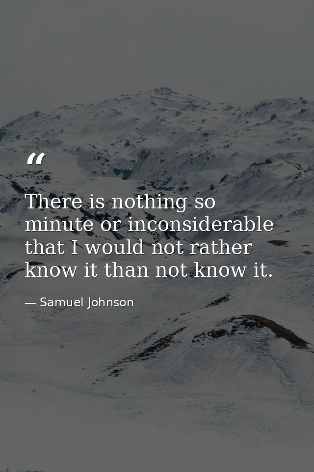 There is nothing so minute or inconsiderable that I would not rather know it than not know it. — Samuel Johnson