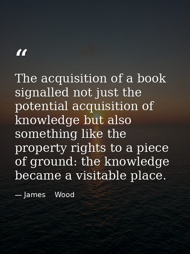 The acquisition of a book signalled not just the potential acquisition of knowledge but also something like the property — James    Wood