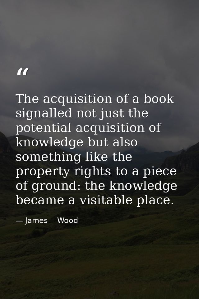 The acquisition of a book signalled not just the potential acquisition of knowledge but also something like the property — James    Wood