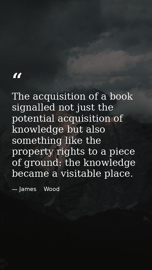 The acquisition of a book signalled not just the potential acquisition of knowledge but also something like the property — James    Wood