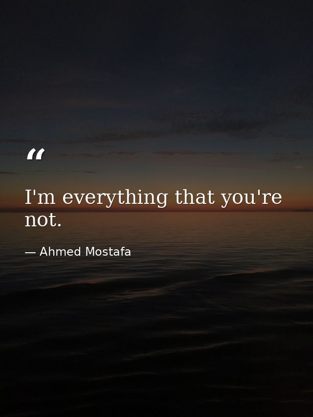 I'm everything that you're not. — Ahmed Mostafa