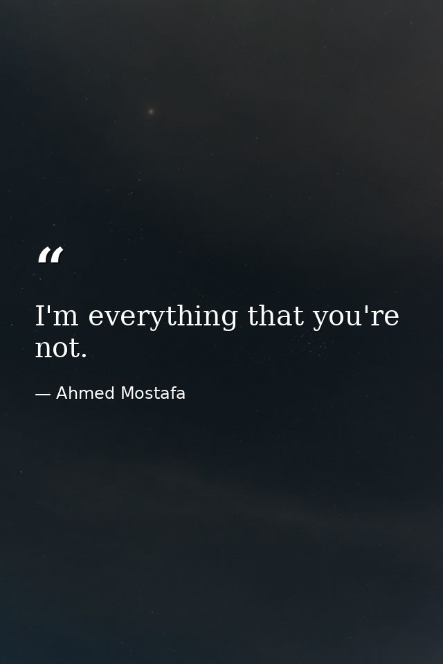 I'm everything that you're not. — Ahmed Mostafa