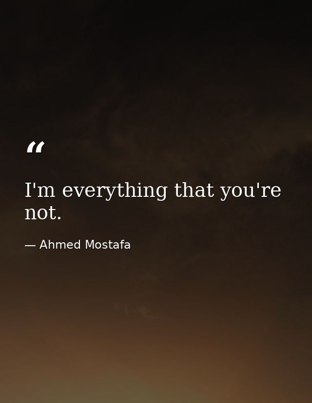 I'm everything that you're not. — Ahmed Mostafa