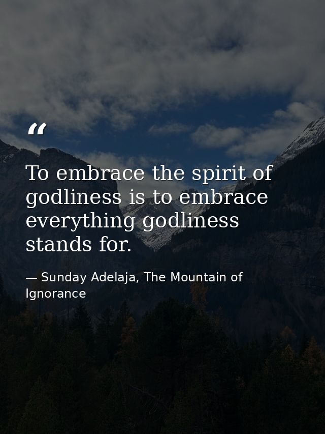 To embrace the spirit of godliness is to embrace everything godliness stands for. — Sunday Adelaja, The Mountain of Ignorance