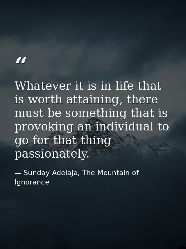 Whatever it is in life that is worth attaining, there must be something that is provoking an individual to go for that t — Sunday Adelaja, The Mountain of Ignorance