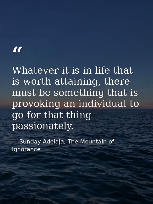 Whatever it is in life that is worth attaining, there must be something that is provoking an individual to go for that t — Sunday Adelaja, The Mountain of Ignorance