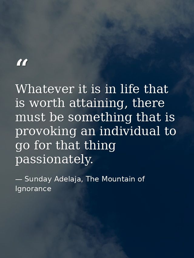 Whatever it is in life that is worth attaining, there must be something that is provoking an individual to go for that t — Sunday Adelaja, The Mountain of Ignorance