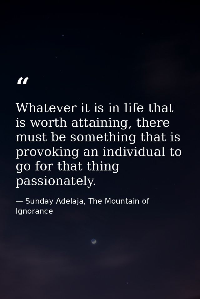 Whatever it is in life that is worth attaining, there must be something that is provoking an individual to go for that t — Sunday Adelaja, The Mountain of Ignorance