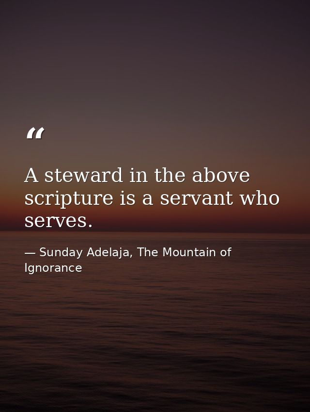 A steward in the above scripture is a servant who serves. — Sunday Adelaja, The Mountain of Ignorance