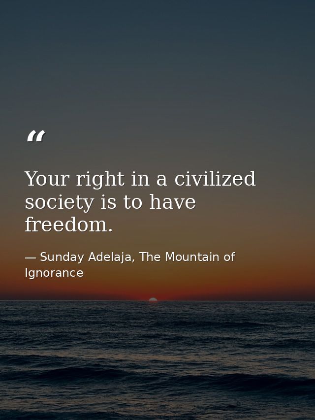 Your right in a civilized society is to have freedom. — Sunday Adelaja, The Mountain of Ignorance