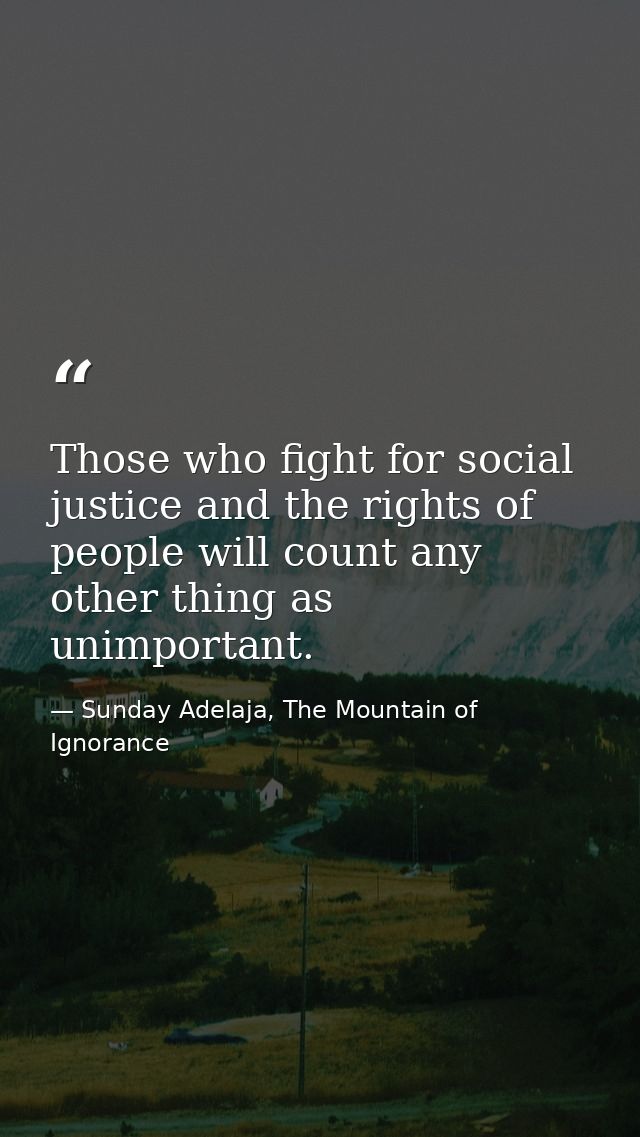Those who fight for social justice and the rights of people will count any other thing as unimportant. — Sunday Adelaja, The Mountain of Ignorance