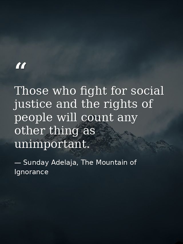 Those who fight for social justice and the rights of people will count any other thing as unimportant. — Sunday Adelaja, The Mountain of Ignorance