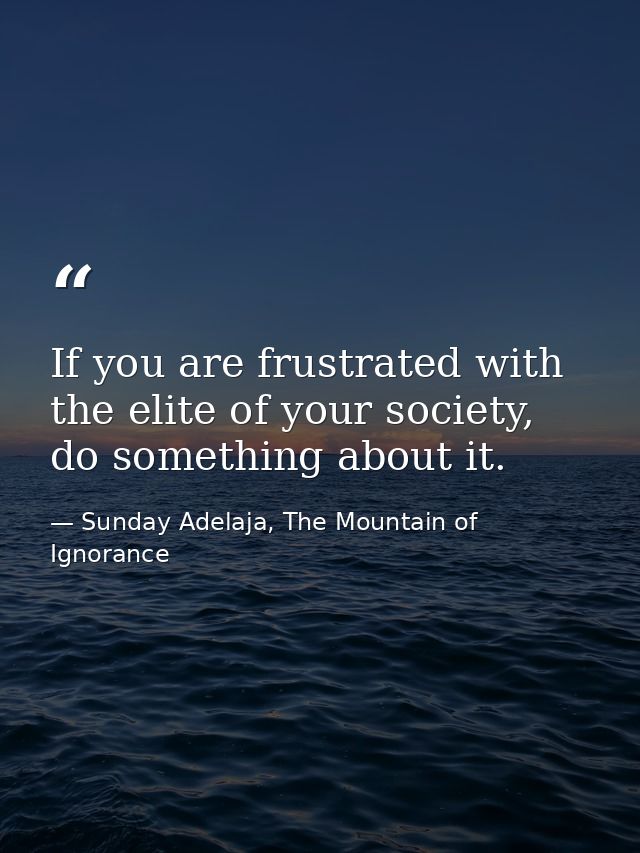 If you are frustrated with the elite of your society, do something about it. — Sunday Adelaja, The Mountain of Ignorance