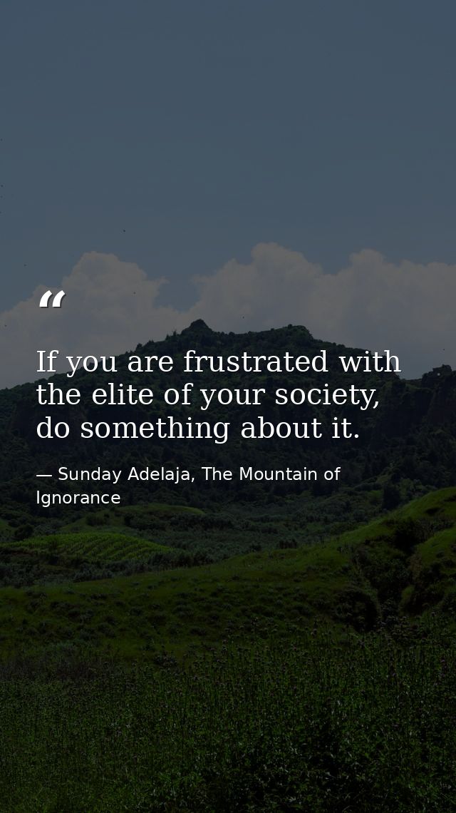 If you are frustrated with the elite of your society, do something about it. — Sunday Adelaja, The Mountain of Ignorance