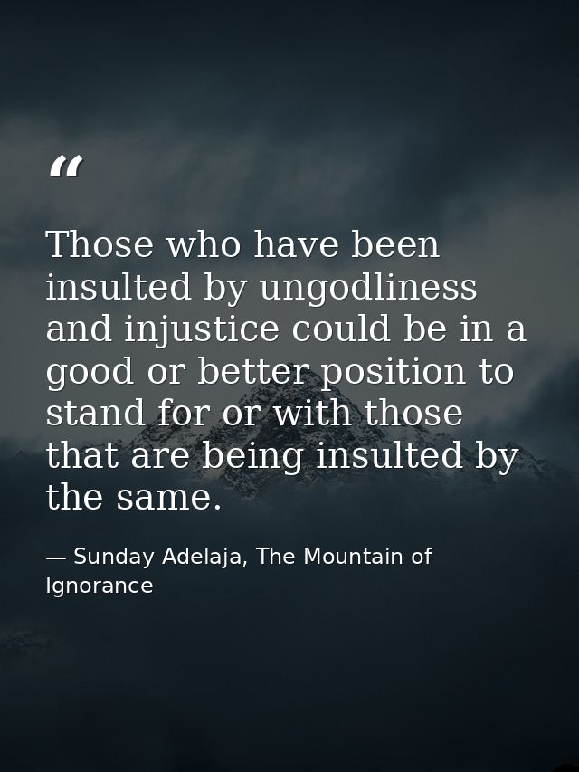 Those who have been insulted by ungodliness and injustice could be in a good or better position to stand for or with tho — Sunday Adelaja, The Mountain of Ignorance