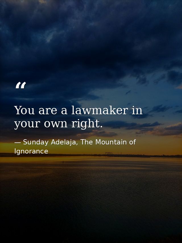 You are a lawmaker in your own right. — Sunday Adelaja, The Mountain of Ignorance