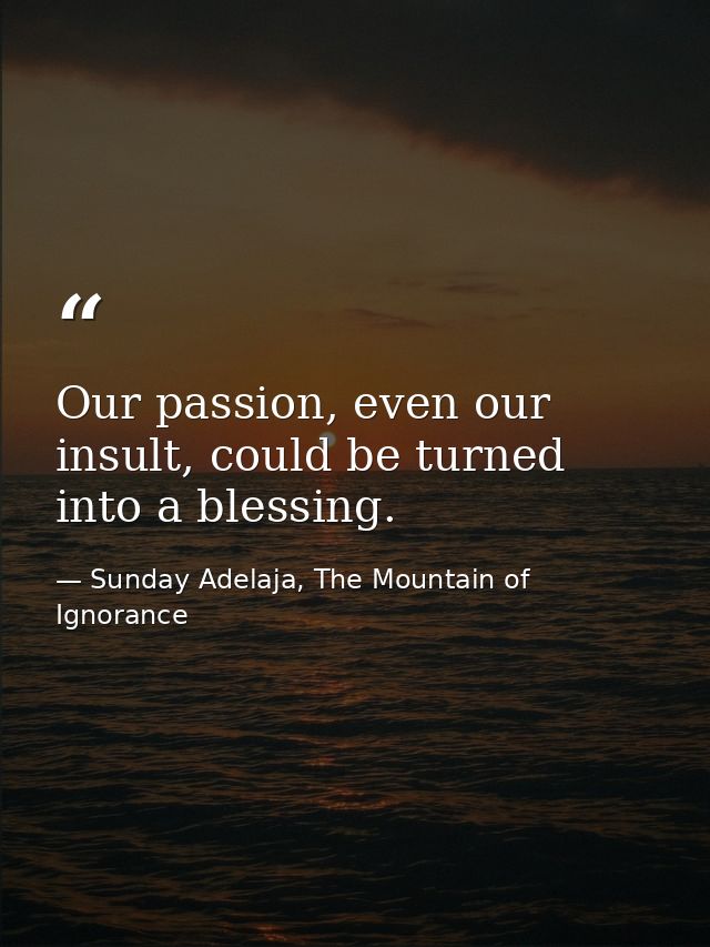 Our passion, even our insult, could be turned into a blessing. — Sunday Adelaja, The Mountain of Ignorance