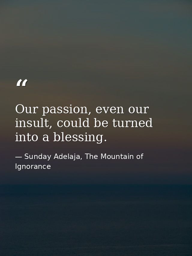 Our passion, even our insult, could be turned into a blessing. — Sunday Adelaja, The Mountain of Ignorance