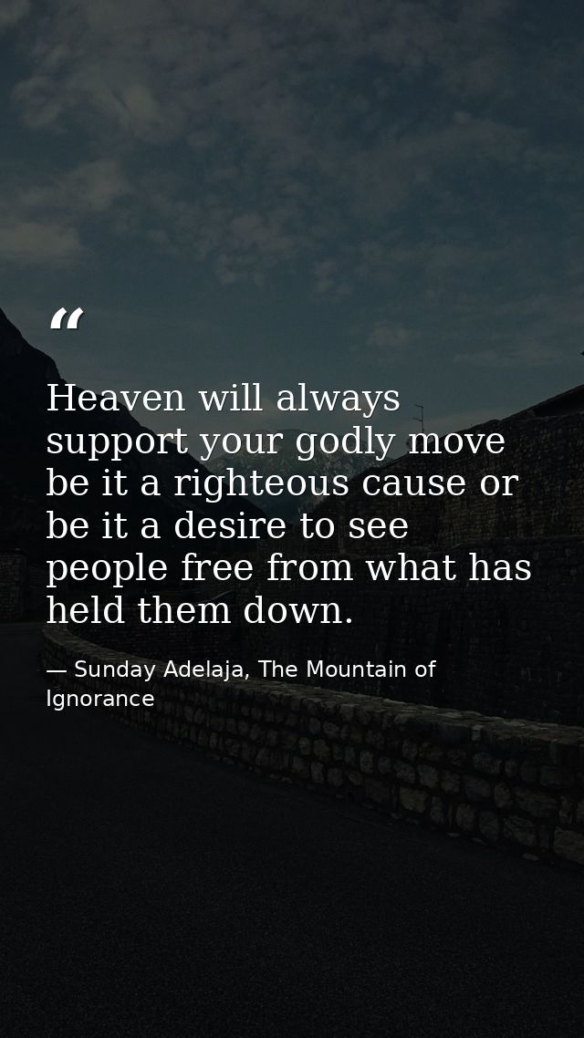 Heaven will always support your godly move be it a righteous cause or be it a desire to see people free from what has he — Sunday Adelaja, The Mountain of Ignorance