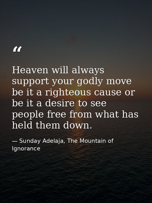 Heaven will always support your godly move be it a righteous cause or be it a desire to see people free from what has he — Sunday Adelaja, The Mountain of Ignorance