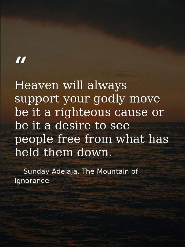 Heaven will always support your godly move be it a righteous cause or be it a desire to see people free from what has he — Sunday Adelaja, The Mountain of Ignorance