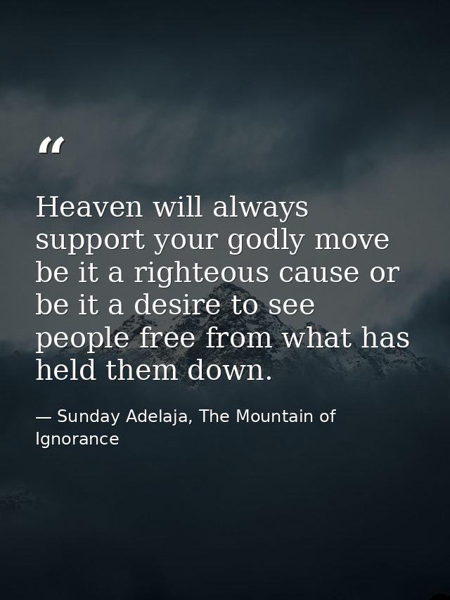 Heaven will always support your godly move be it a righteous cause or be it a desire to see people free from what has he — Sunday Adelaja, The Mountain of Ignorance