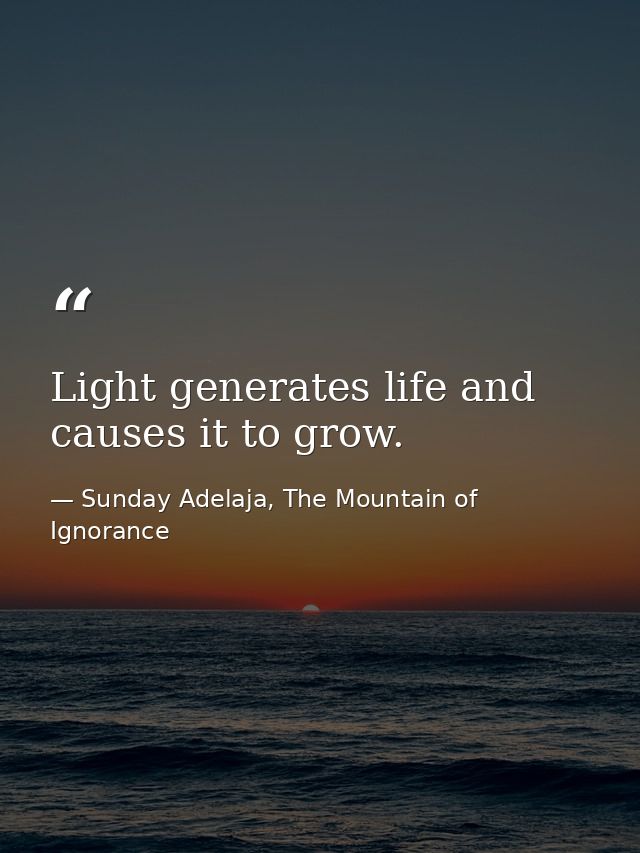 Light generates life and causes it to grow. — Sunday Adelaja, The Mountain of Ignorance