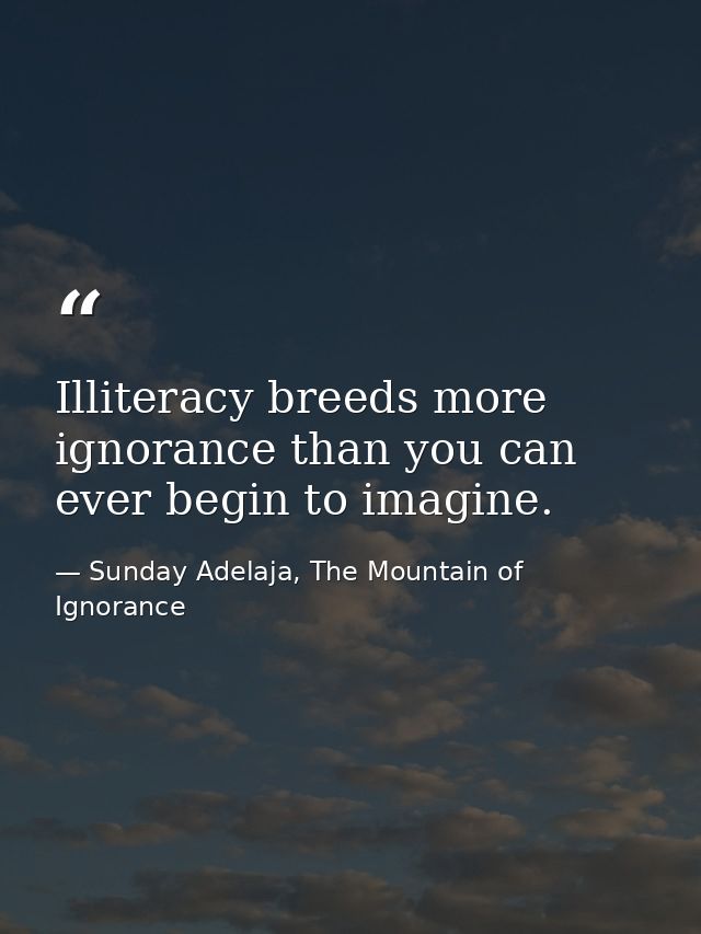Illiteracy breeds more ignorance than you can ever begin to imagine. — Sunday Adelaja, The Mountain of Ignorance