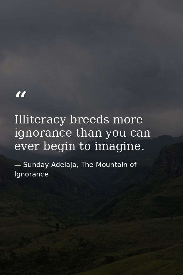 Illiteracy breeds more ignorance than you can ever begin to imagine. — Sunday Adelaja, The Mountain of Ignorance