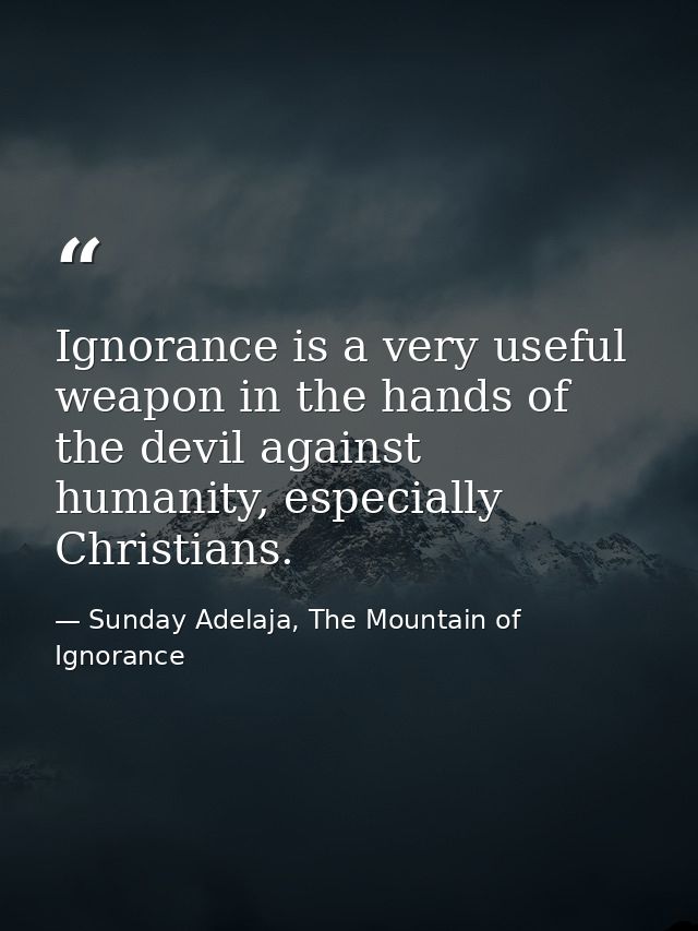 Ignorance is a very useful weapon in the hands of the devil against humanity, especially Christians. — Sunday Adelaja, The Mountain of Ignorance