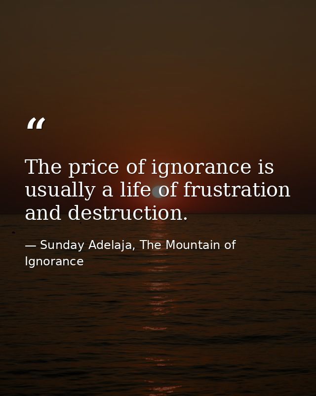 The price of ignorance is usually a life of frustration and destruction. — Sunday Adelaja, The Mountain of Ignorance