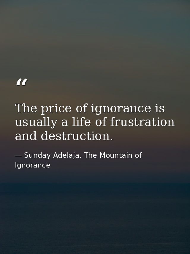 The price of ignorance is usually a life of frustration and destruction. — Sunday Adelaja, The Mountain of Ignorance