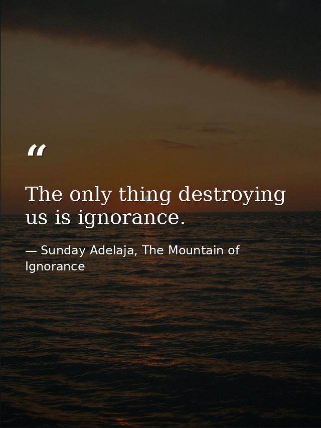 The only thing destroying us is ignorance. — Sunday Adelaja, The Mountain of Ignorance