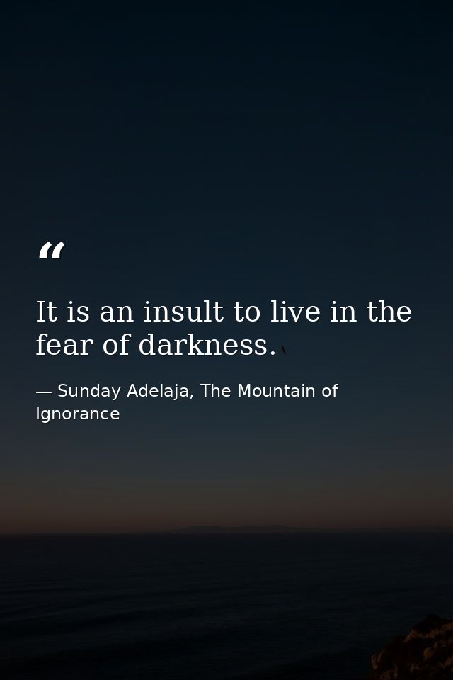 It is an insult to live in the fear of darkness. — Sunday Adelaja, The Mountain of Ignorance
