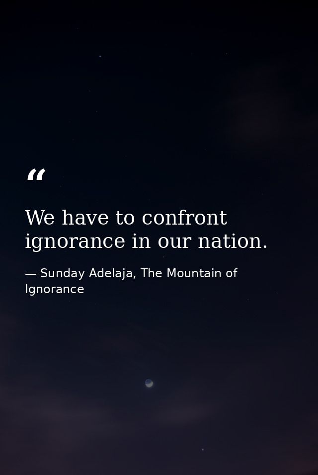 We have to confront ignorance in our nation. — Sunday Adelaja, The Mountain of Ignorance