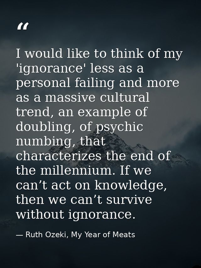 I would like to think of my 'ignorance' less as a personal failing and more as a massive cultural trend, an example of d — Ruth Ozeki, My Year of Meats