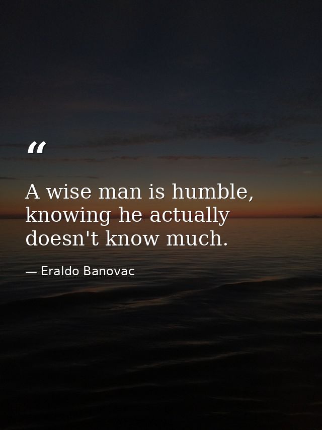 A wise man is humble, knowing he actually doesn't know much. — Eraldo Banovac