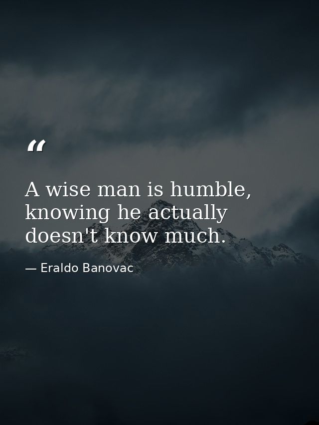 A wise man is humble, knowing he actually doesn't know much. — Eraldo Banovac