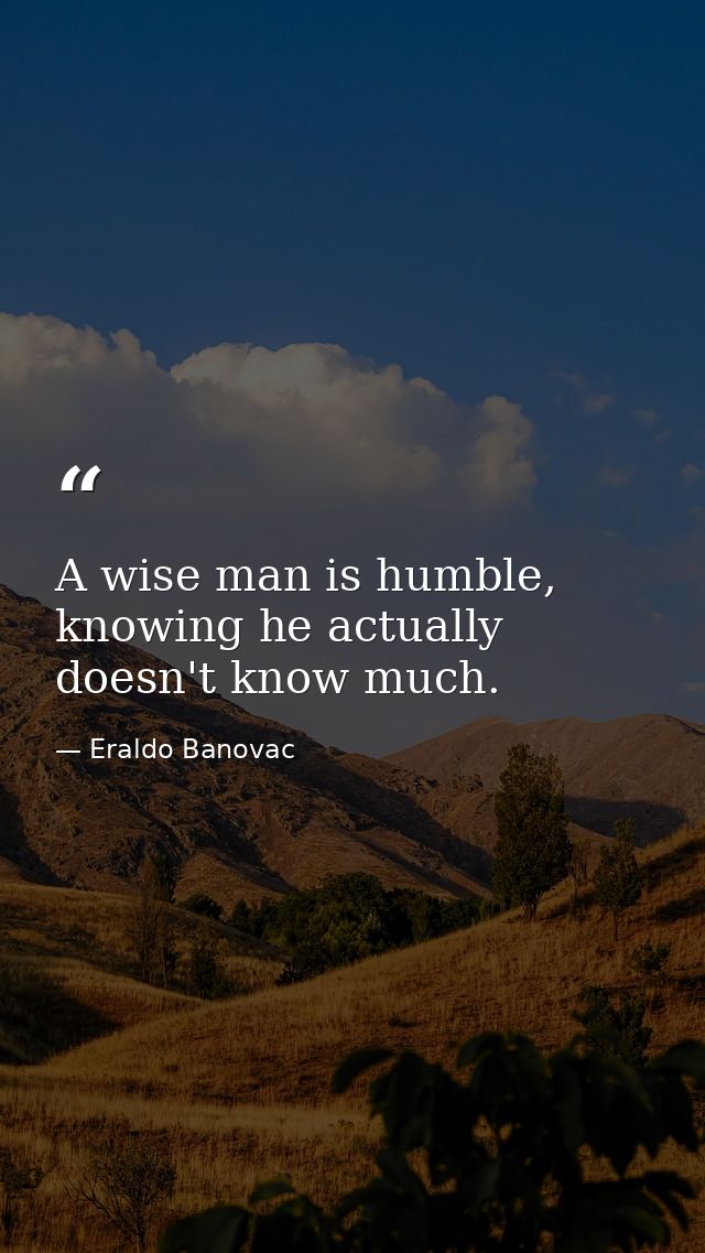 A wise man is humble, knowing he actually doesn't know much. — Eraldo Banovac