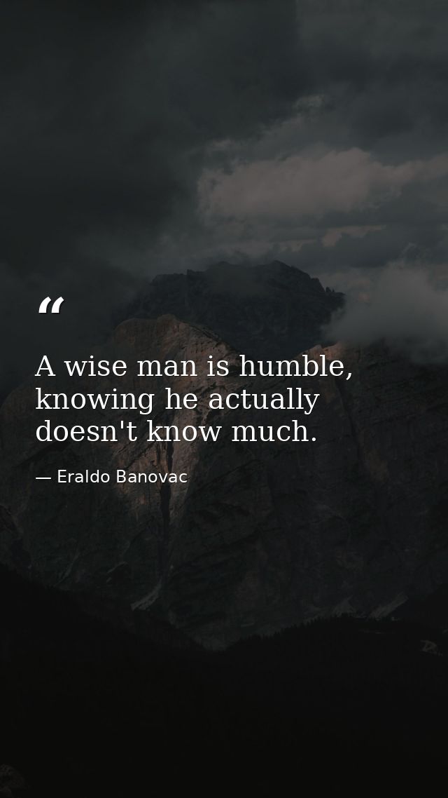A wise man is humble, knowing he actually doesn't know much. — Eraldo Banovac