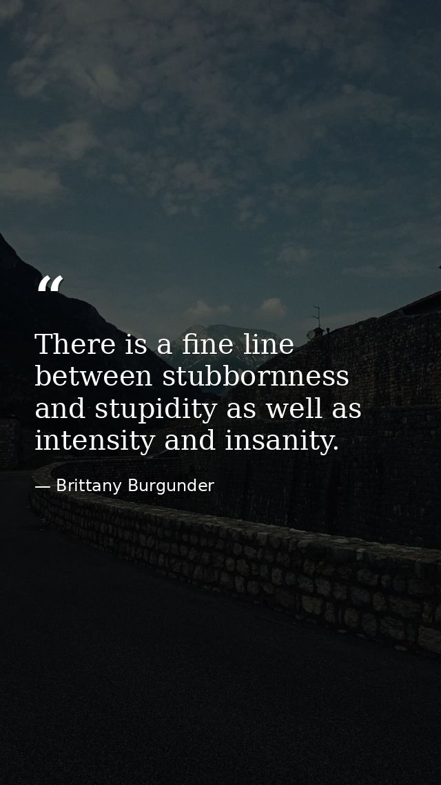 There is a fine line between stubbornness and stupidity as well as intensity and insanity. — Brittany Burgunder