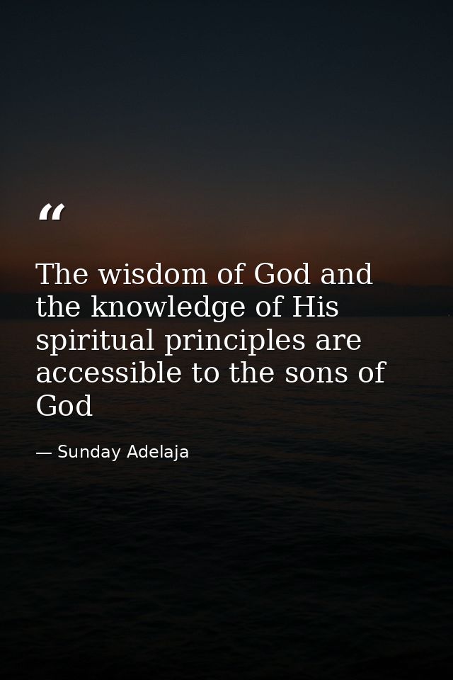 The wisdom of God and the knowledge of His spiritual principles are accessible to the sons of God — Sunday Adelaja