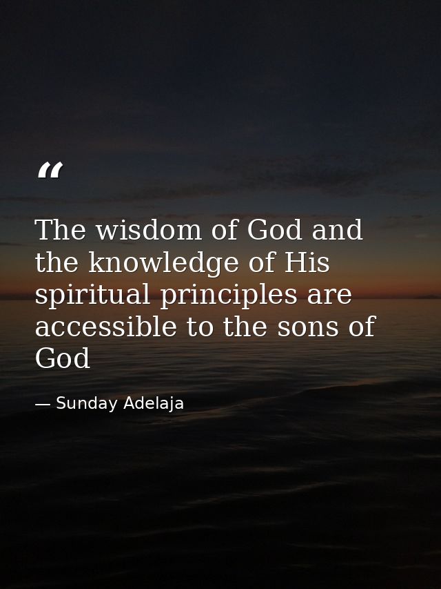 The wisdom of God and the knowledge of His spiritual principles are accessible to the sons of God — Sunday Adelaja