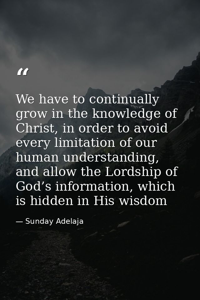 We have to continually grow in the knowledge of Christ, in order to avoid every limitation of our human understanding, a — Sunday Adelaja
